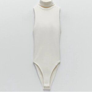 ZARA RIBBED TURTLENECK SLEEVELESS BODYSUIT
